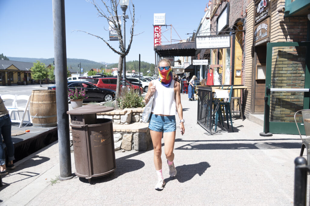Face covering downtown Truckee