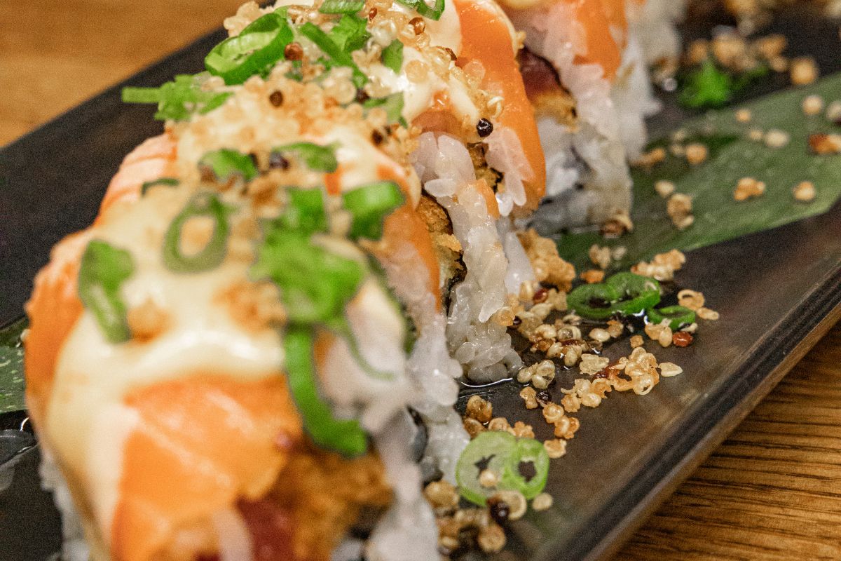 A sushi roll from Cloud Sushi, a restaurant in Truckee.