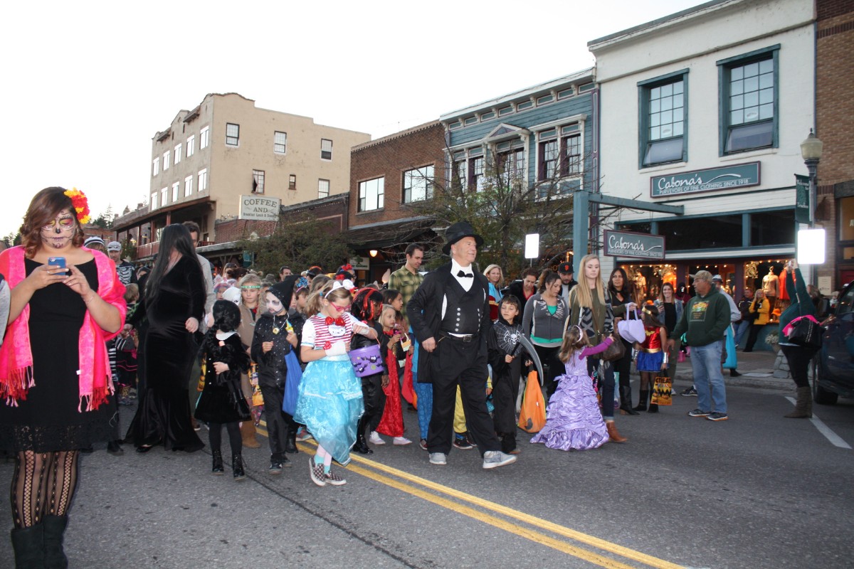 Truckee's halloween parade in Historic Downtown Truckee.