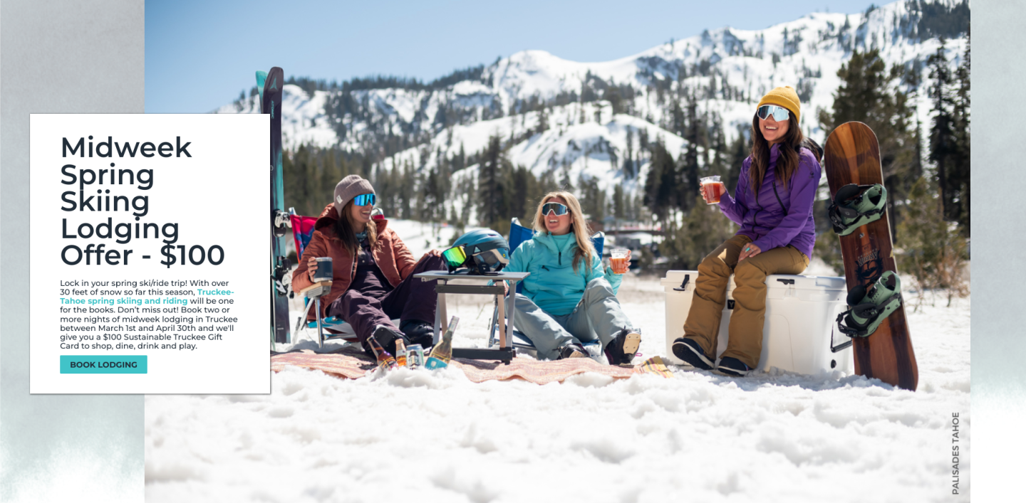 Visit Truckee-Tahoe Launches Spring Midweek Spring Skiing Lodging Offer