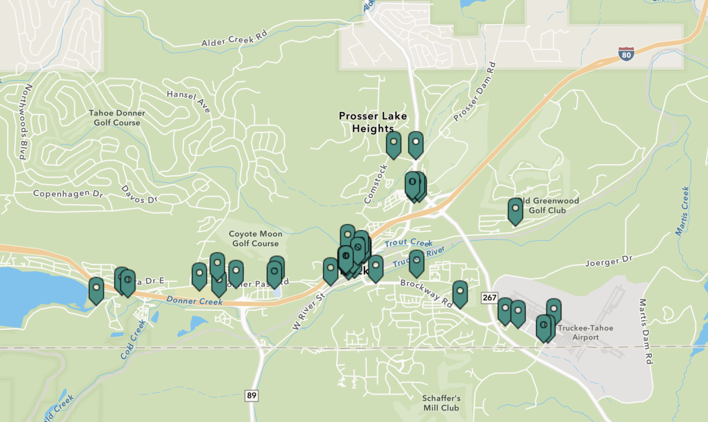 Map showing Fraser Lake with multiple location markers.